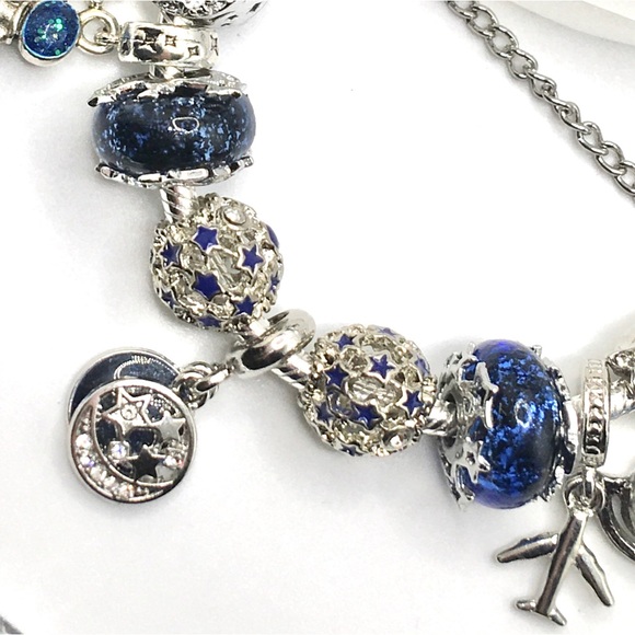 PANDORA ‘Blue Stars2’ Bracelet With Mix Silver Plated Charms All NonBrand - Picture 3 of 8